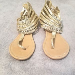 Gold Metallic Snakeskin Gladiator Sandles